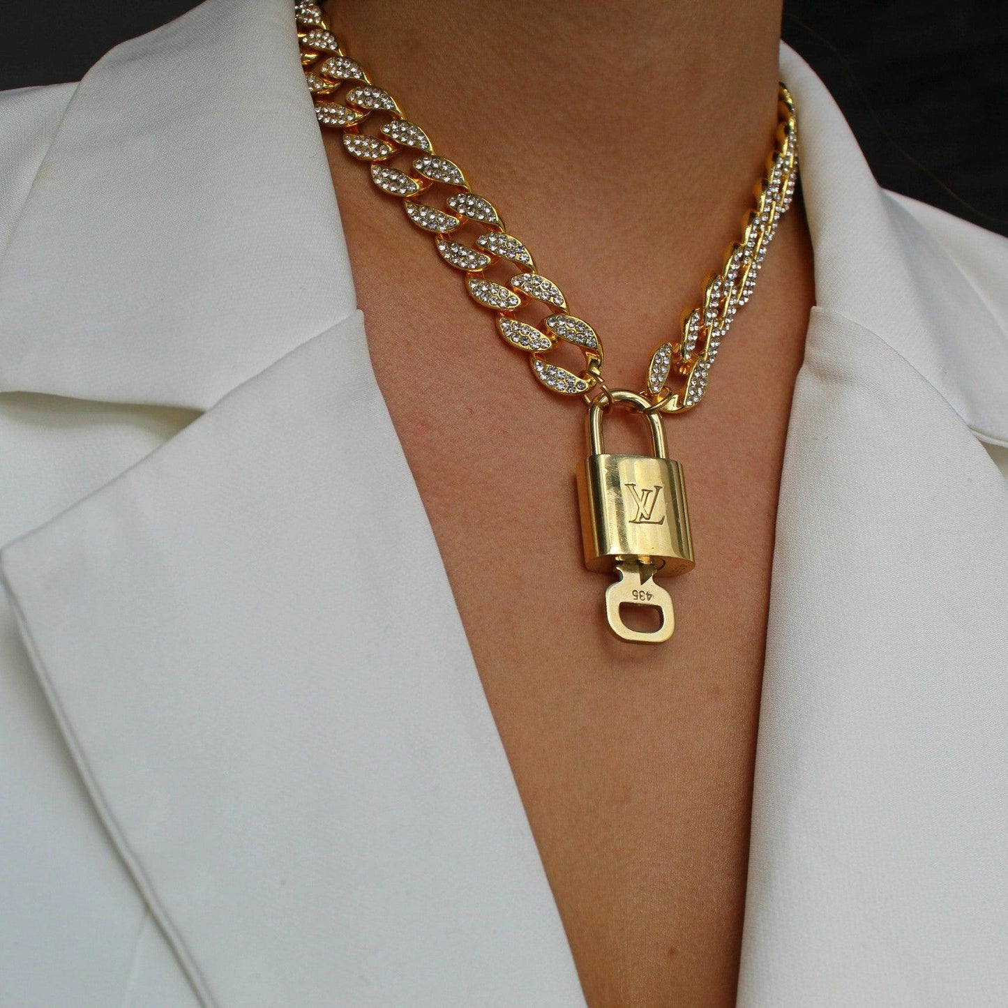 Louis Vuitton Padlock with Rhinestone 'Hip Hop' Necklace - Boutique SecondLife
