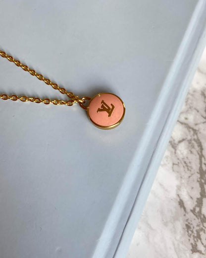 Authentic Louis Vuitton Logo Peach Pendant- Necklace - Boutique SecondLife