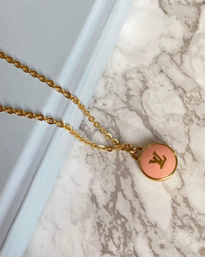 Authentic Louis Vuitton Logo Peach Pendant- Necklace - Boutique SecondLife