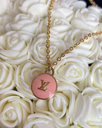 Authentic Louis Vuitton Logo Peach Pendant- Necklace - Boutique SecondLife