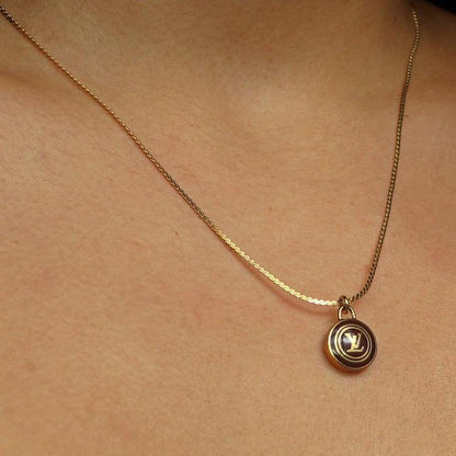 Authentic Louis Vuitton Logo Chocolate Pendant Necklace - Boutique SecondLife