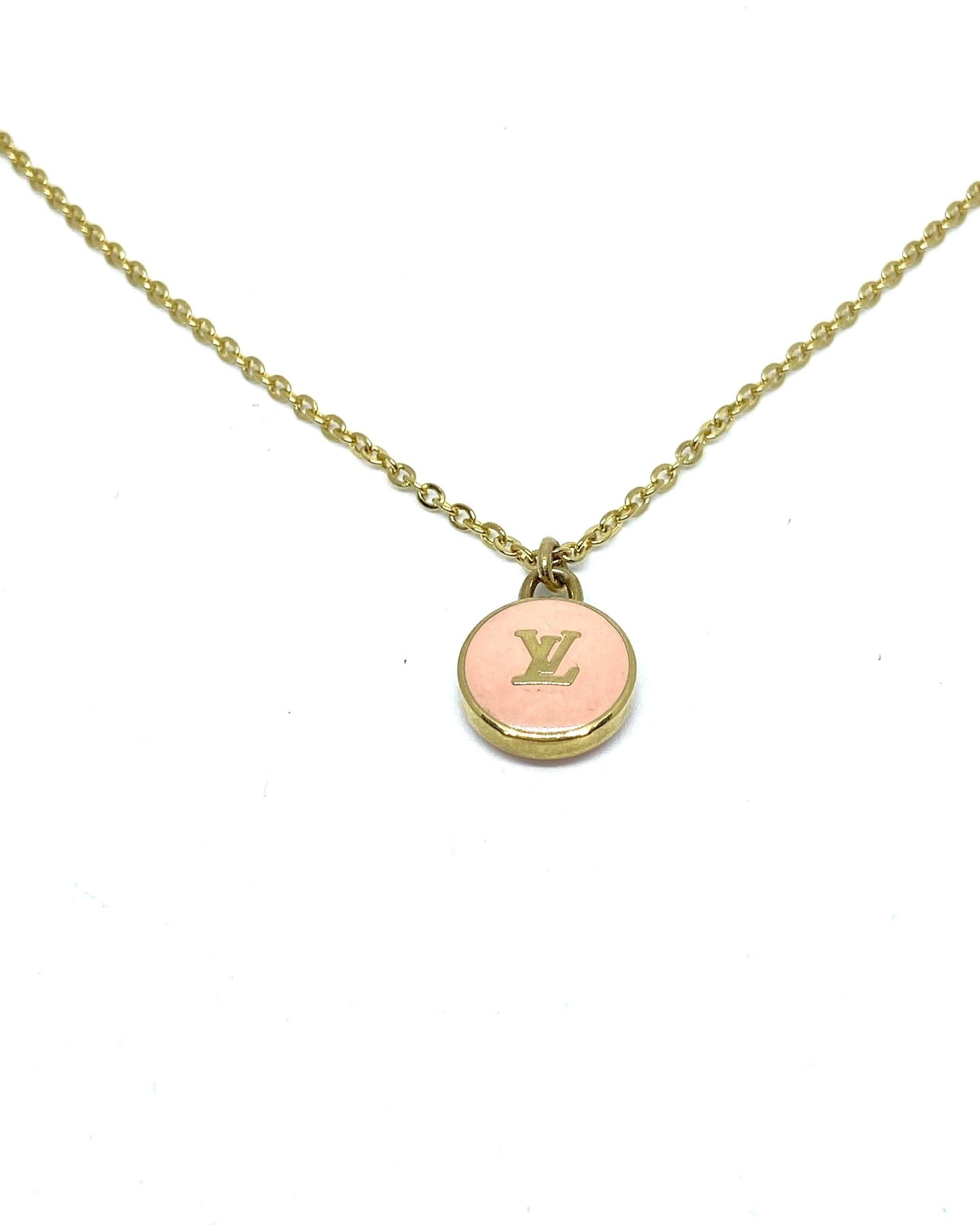 Authentic Louis Vuitton Logo Peach Pendant- Necklace - Boutique SecondLife
