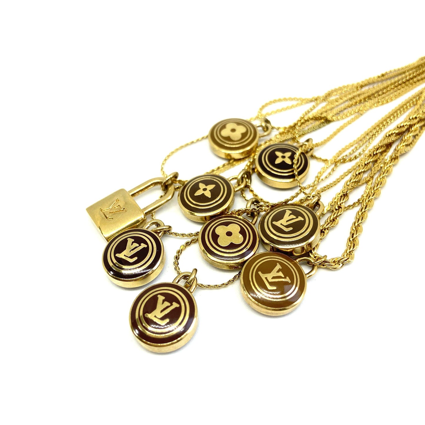 Authentic Louis Vuitton Logo Chocolate Pendant Necklace - Boutique SecondLife