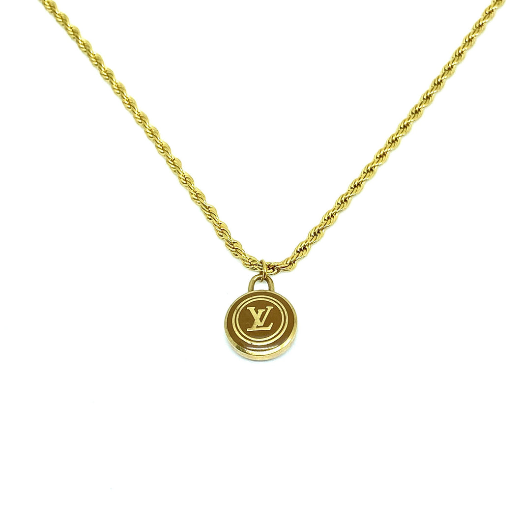 Authentic Louis Vuitton Sienna Logo- Repurposed Necklace