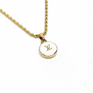 Authentic Louis Vuitton Logo White Pendant- Necklace - Boutique SecondLife