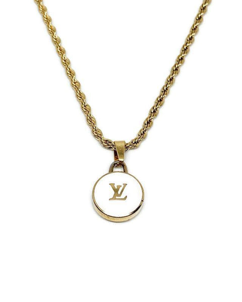 Authentic Louis Vuitton Logo White Pendant- Necklace - Boutique SecondLife