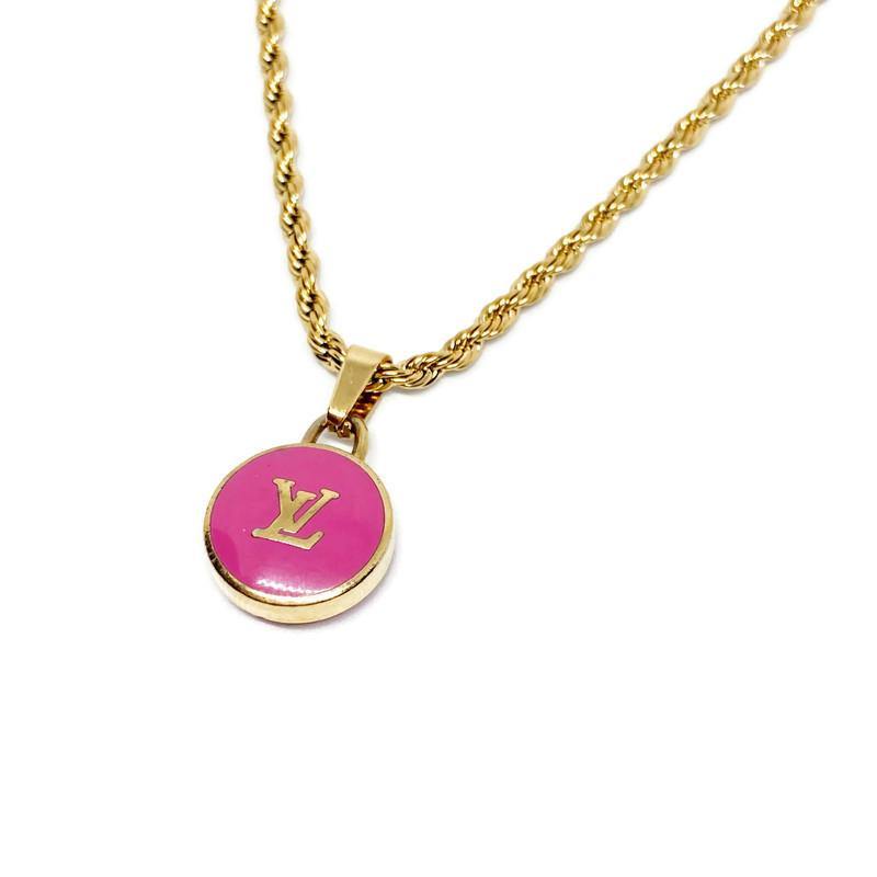 Authentic Louis Vuitton Logo Fucsia Pendant- Necklace - Boutique SecondLife