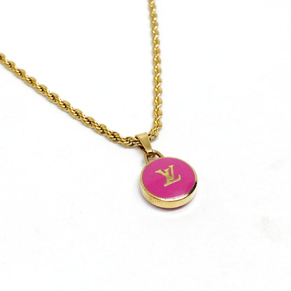 Authentic Louis Vuitton Logo Fucsia Pendant- Necklace - Boutique SecondLife