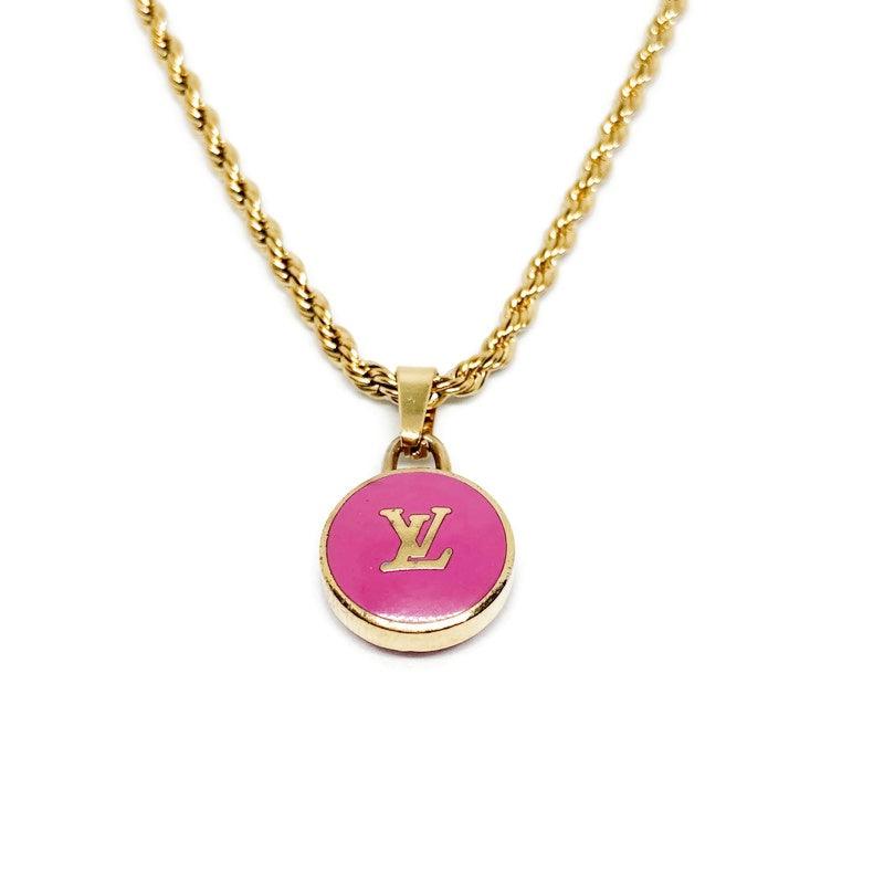 Authentic Louis Vuitton Logo Fucsia Pendant- Necklace - Boutique SecondLife