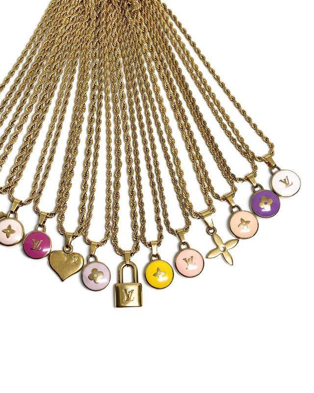 Authentic Louis Vuitton Logo White Pendant- Necklace - Boutique SecondLife