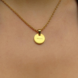 Gift Edition - Repurposed Authentic Prada Mini circle tag - Necklace - Boutique SecondLife