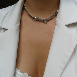 Repurposed Silver Authentic Prada Clasp- Necklace - Boutique SecondLife
