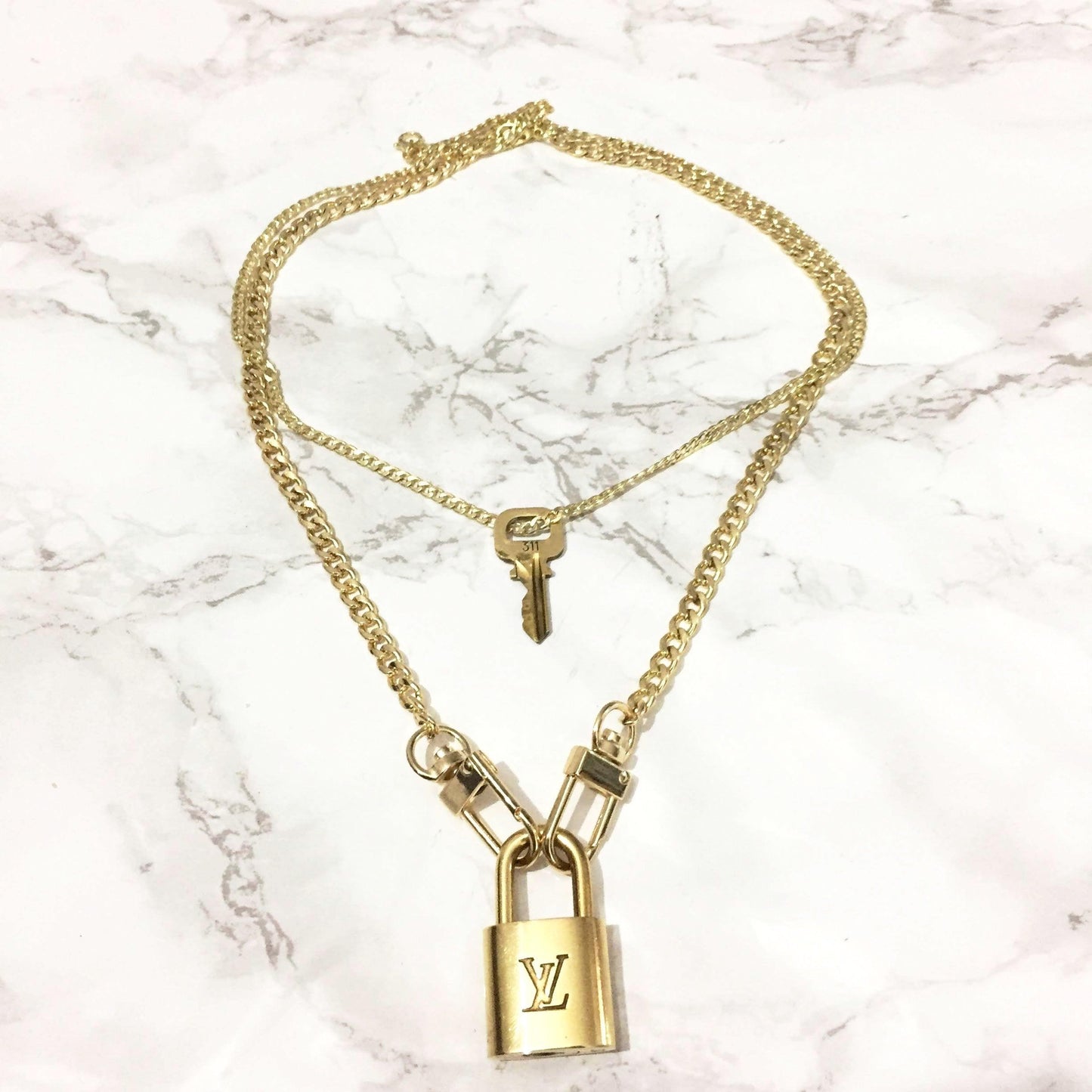 Louis Vuitton Padlock Necklace with Double Chain For Him - Boutique SecondLife