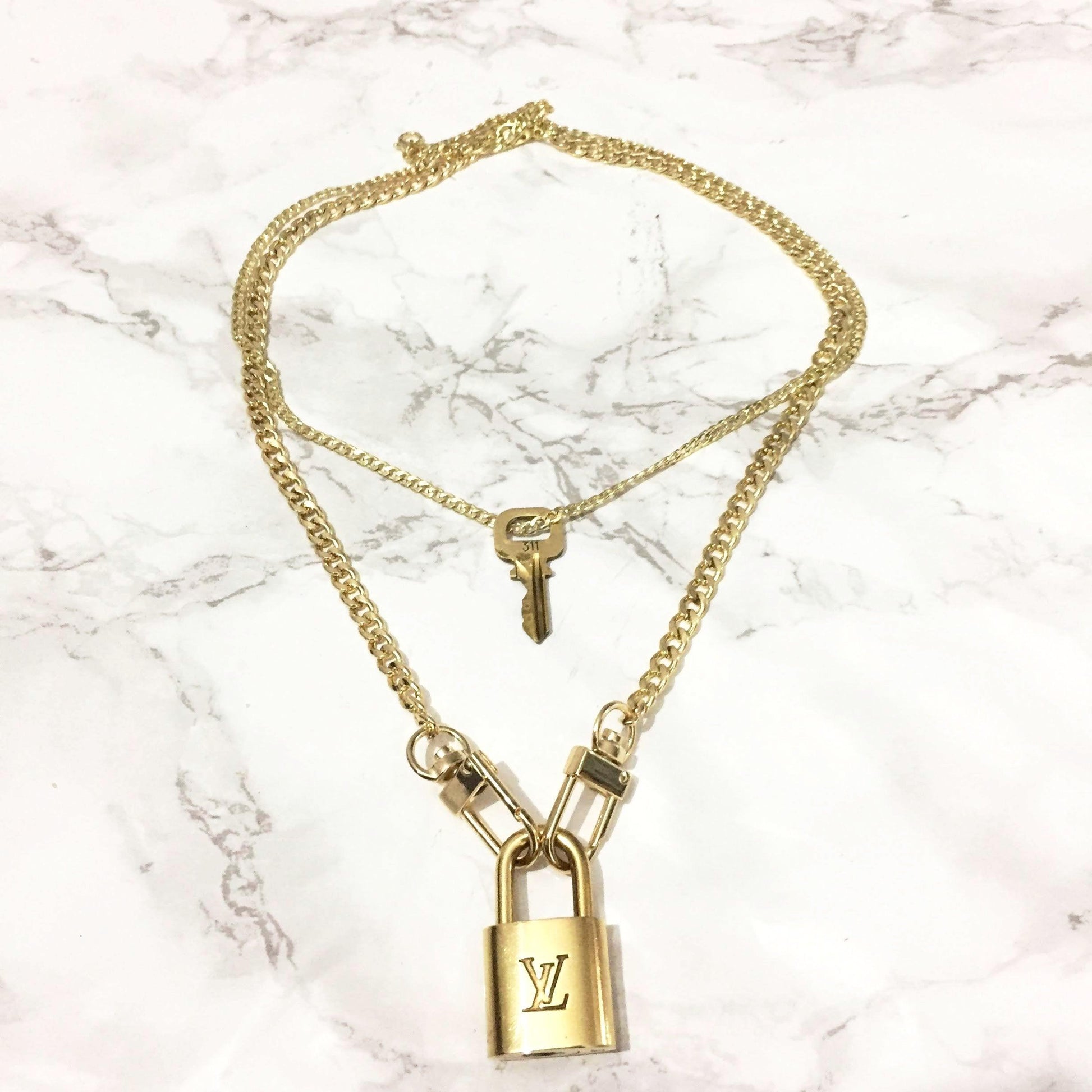Louis Vuitton Padlock Necklace with Double Chain For Him - Boutique SecondLife