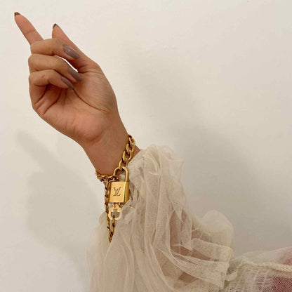 Louis Vuitton Padlock with Chain Bracelet - Boutique SecondLife