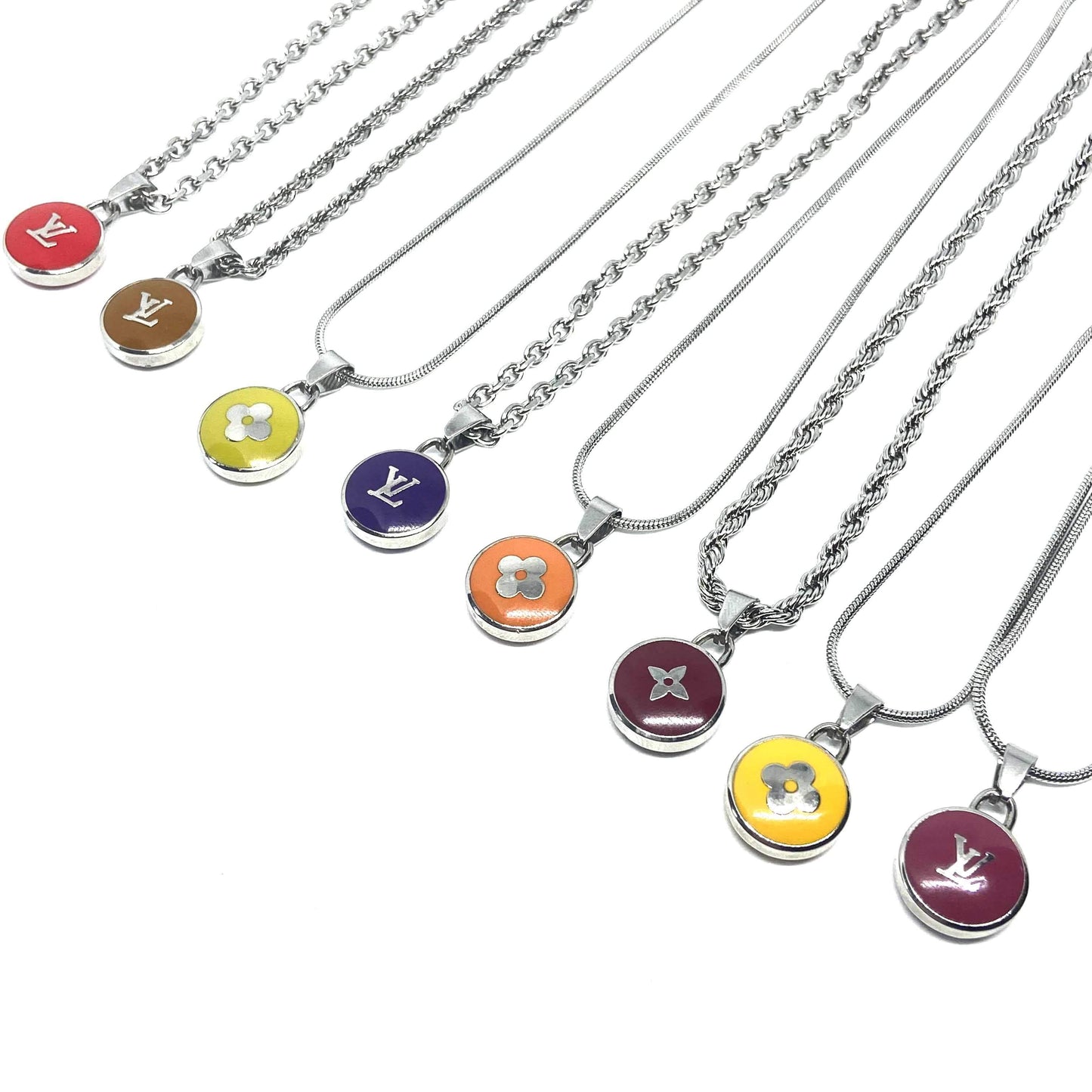 Authentic Louis Vuitton Orange Pendant Reworked Necklace - Boutique SecondLife