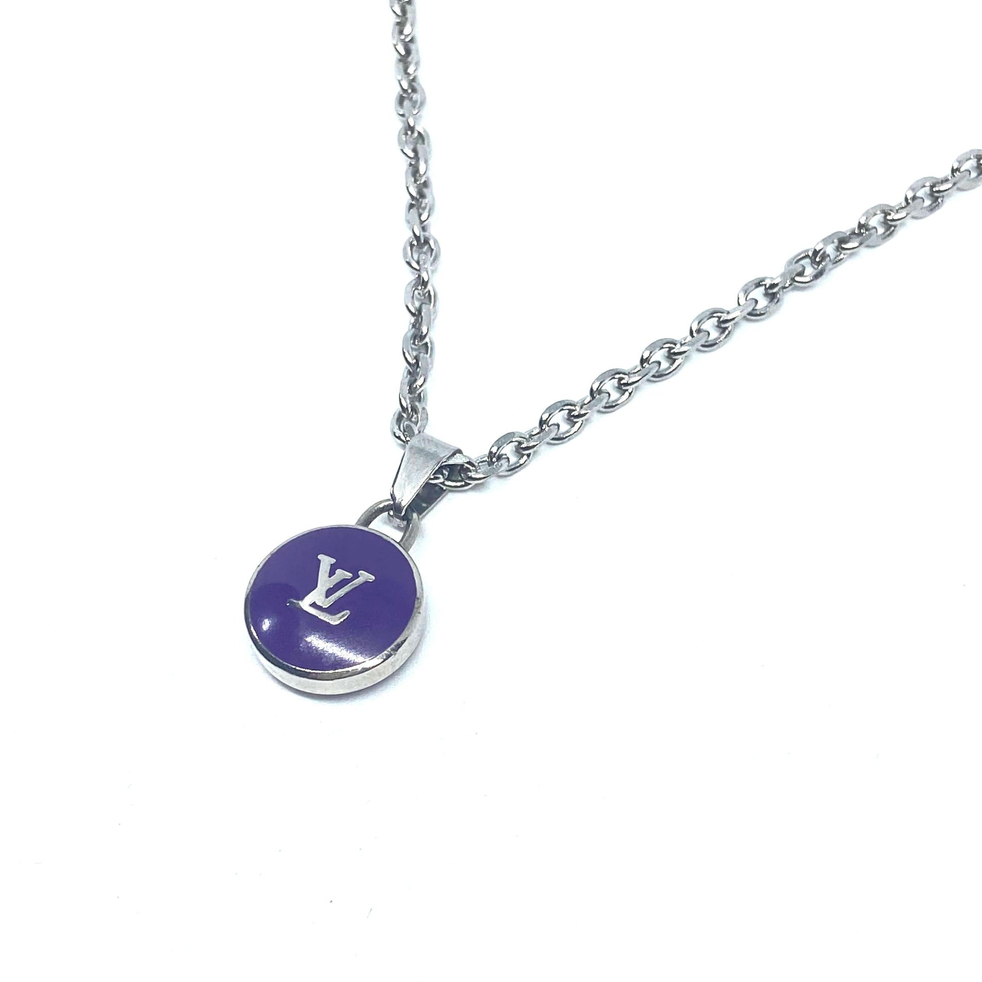 Authentic Louis Vuitton Logo Purple Pendant - Reworked Necklace - Boutique SecondLife