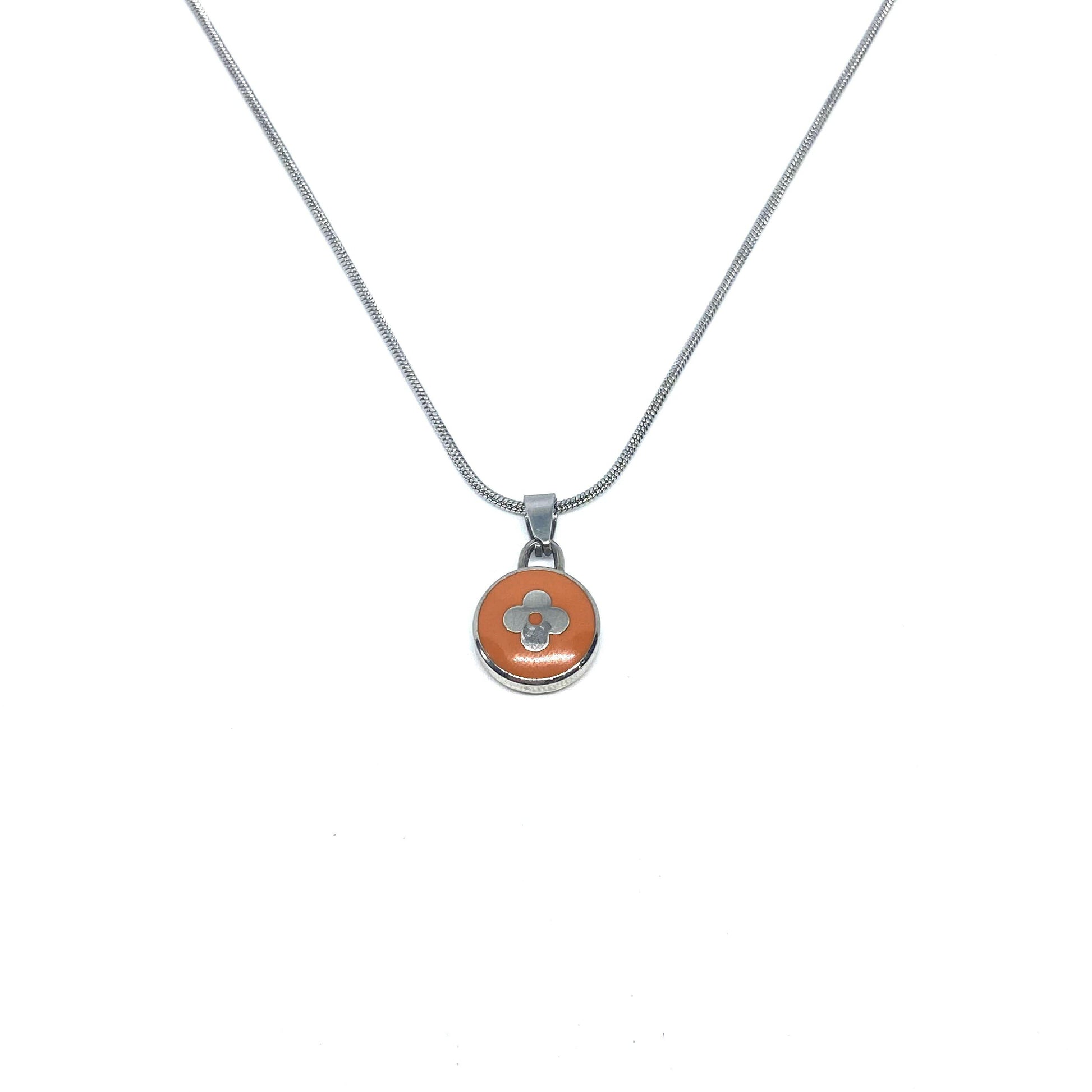 Authentic Louis Vuitton Orange Pendant Reworked Necklace - Boutique SecondLife