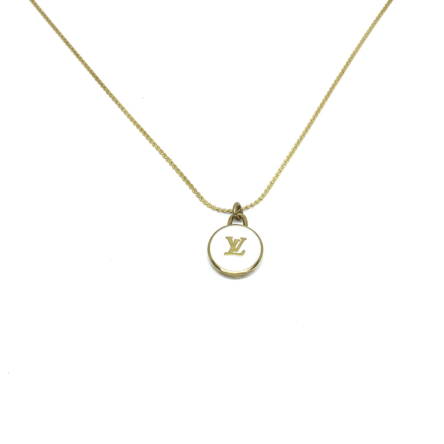 Authentic Louis Vuitton Logo White Pendant- Necklace - Boutique SecondLife