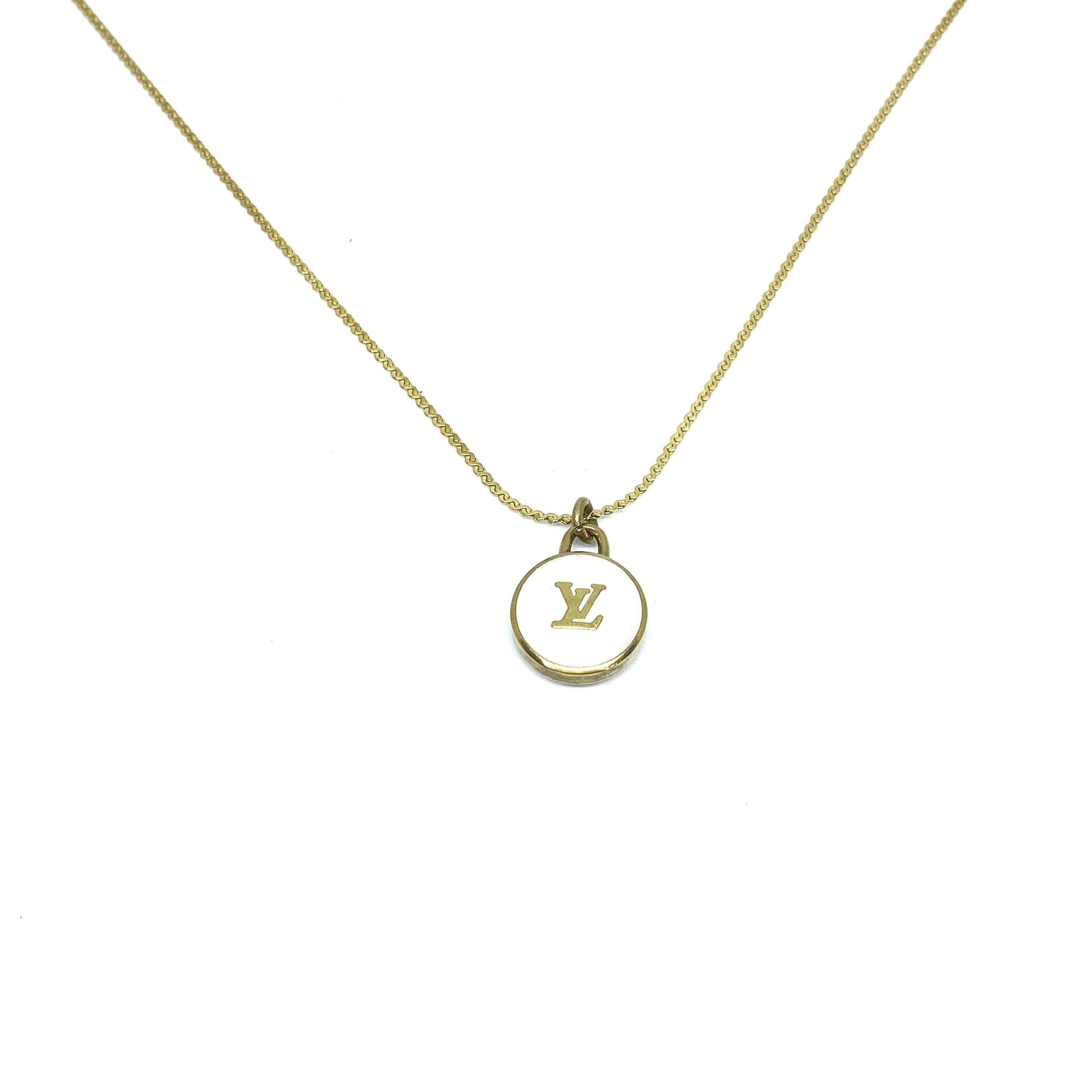 Authentic Louis Vuitton Logo White Pendant- Necklace - Boutique SecondLife