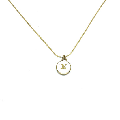 Authentic Louis Vuitton Logo White Pendant- Necklace - Boutique SecondLife