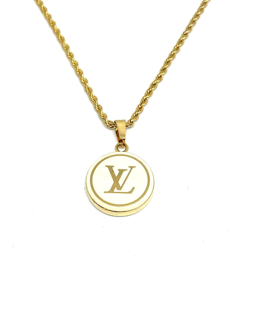 Gift Edition - Authentic Louis Vuitton Logo Round Pendant- Necklace - Boutique SecondLife
