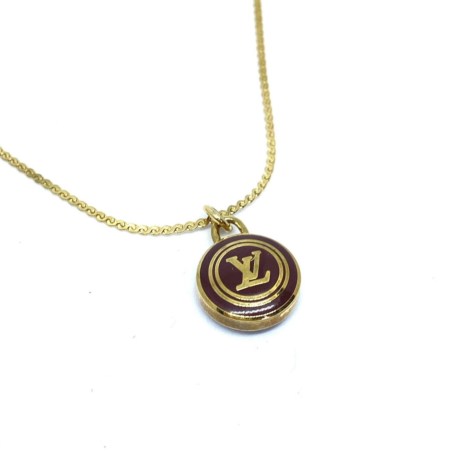 Authentic Louis Vuitton Logo Chocolate Pendant Necklace - Boutique SecondLife