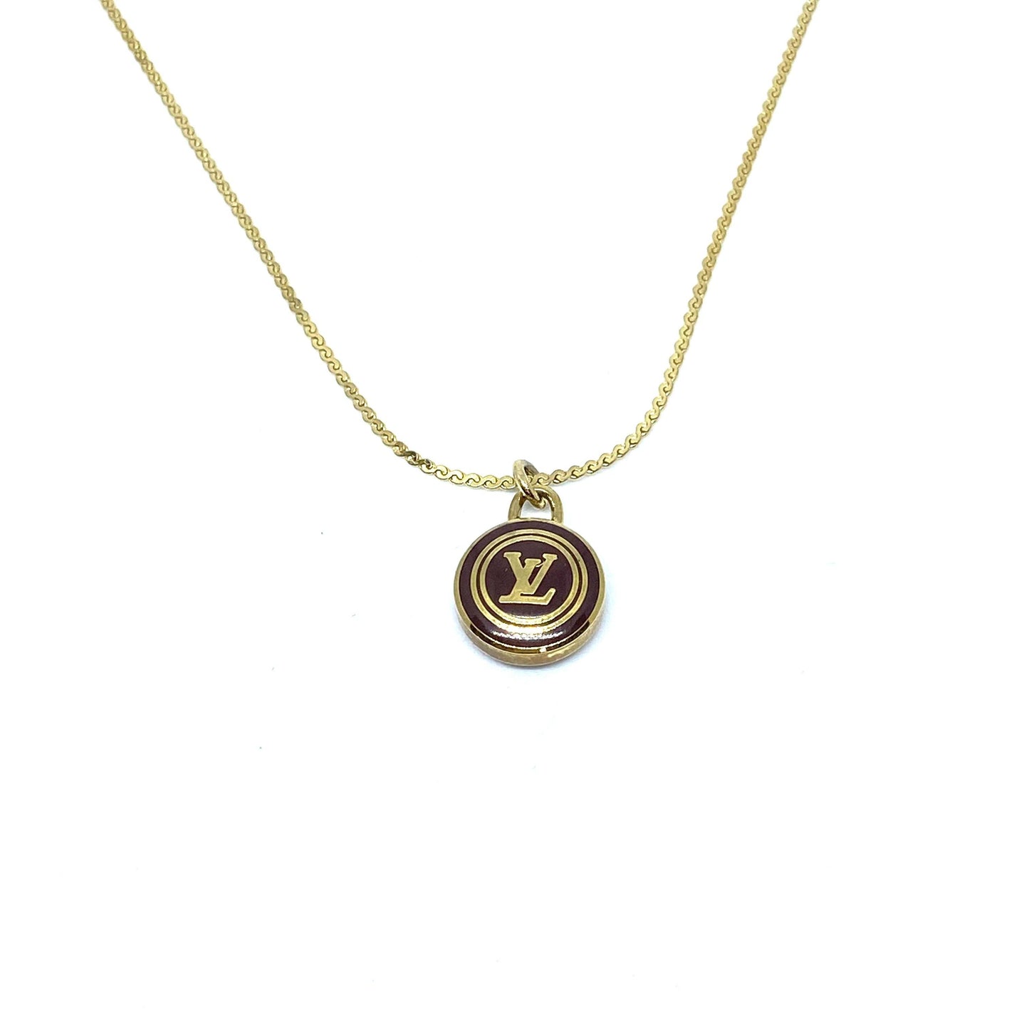 Authentic Louis Vuitton Logo Chocolate Pendant Necklace - Boutique SecondLife