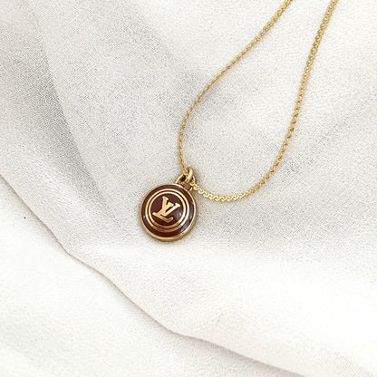 Authentic Louis Vuitton Logo Chocolate Pendant Necklace - Boutique SecondLife