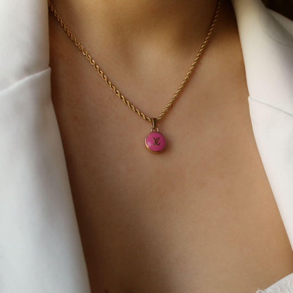 Authentic Louis Vuitton Logo Fucsia Pendant- Necklace - Boutique SecondLife