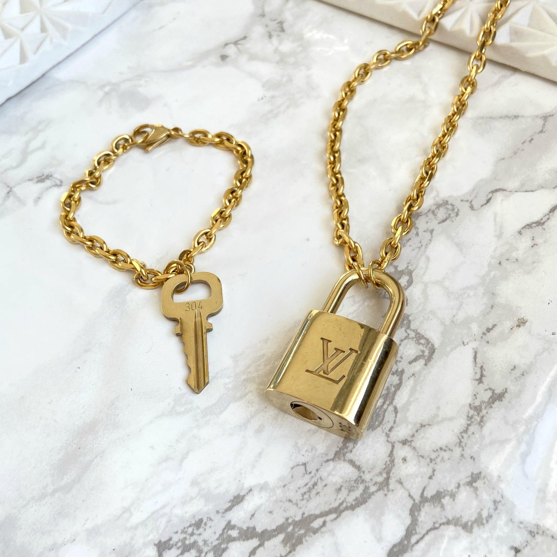 Louis Vuitton Set Lock Rolo chain Necklace with Key Bracelet - Boutique SecondLife