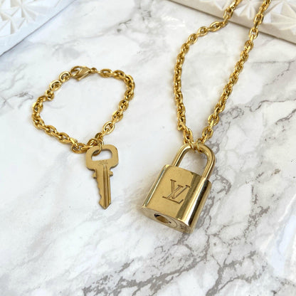 Louis Vuitton Padlock Necklace Bracelet Key Set for Him - Boutique SecondLife