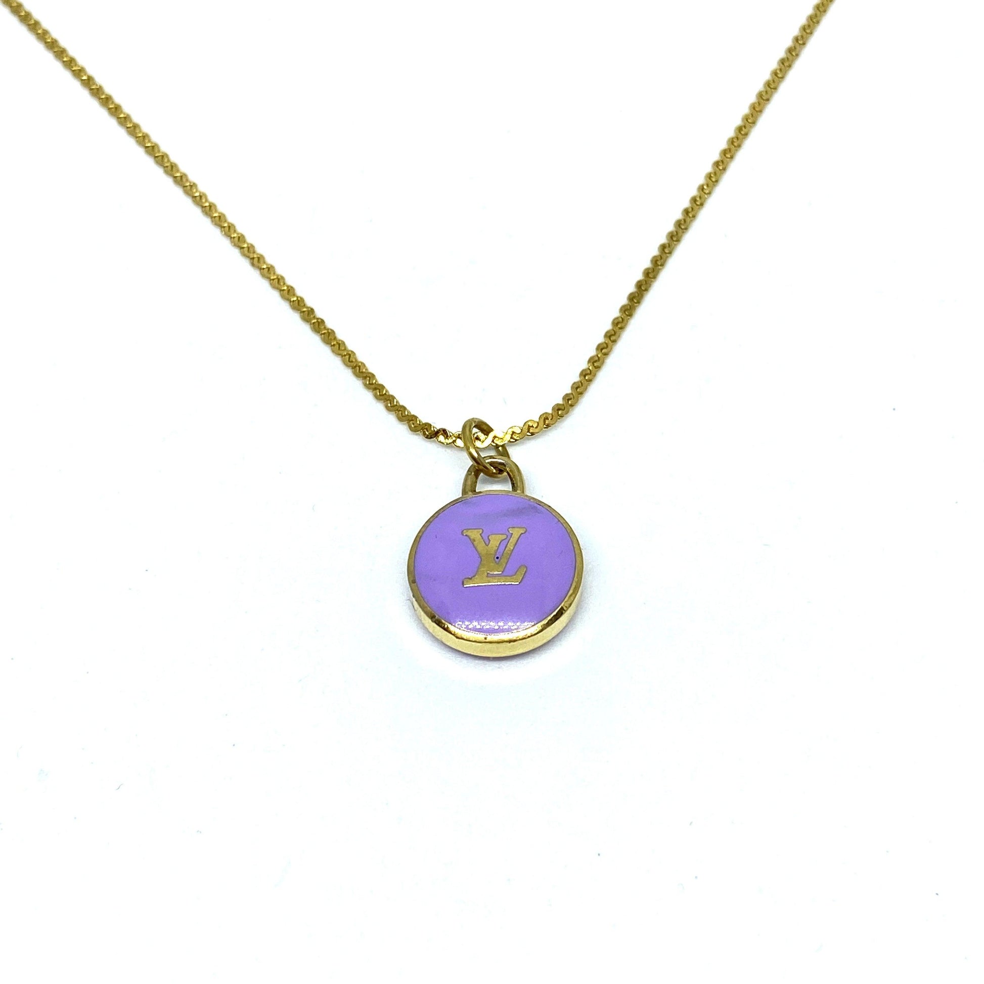 Authentic Louis Vuitton Logo Purple Pendant- Necklace - Boutique SecondLife
