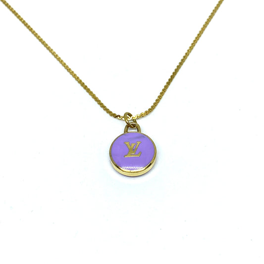 Authentic Louis Vuitton Logo Purple Pendant- Necklace - Boutique SecondLife