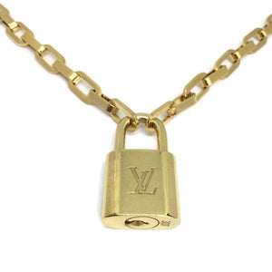 Louis Vuitton Authentic Padlock Cuban Link Gold Necklace Lock