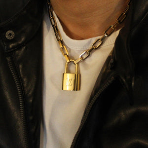 Louis Vuitton Padlock With Geometric Necklace Bracelet Key Set For Him