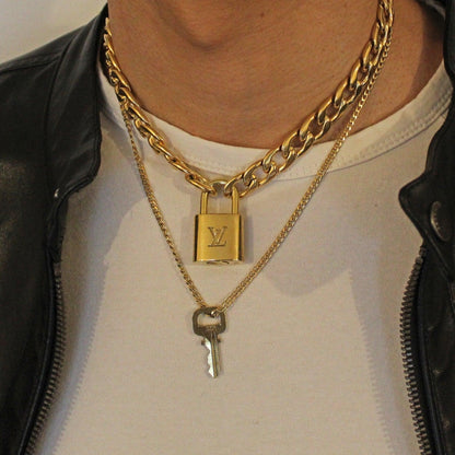 Louis Vuitton Padlock Necklace with Double Chain For Him - Boutique SecondLife