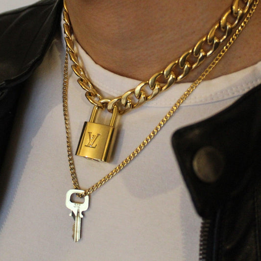 Louis Vuitton Padlock Necklace with Double Chain For Him - Boutique SecondLife