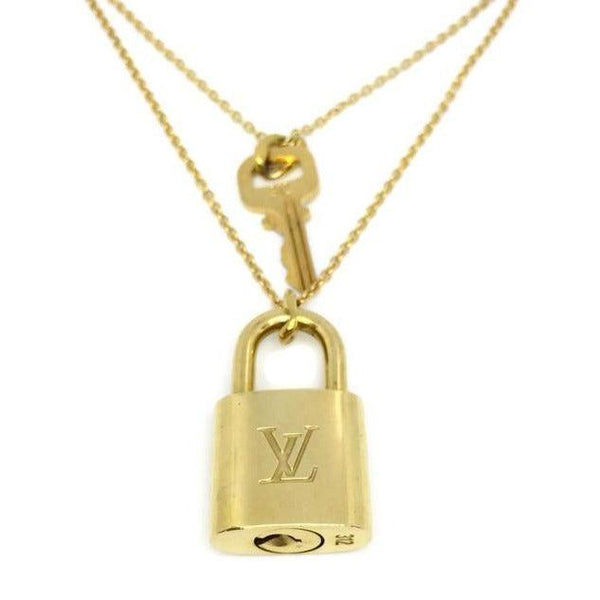 Louis Vuitton Authentic Padlock Cuban Link Necklace Lock & Key free LV box