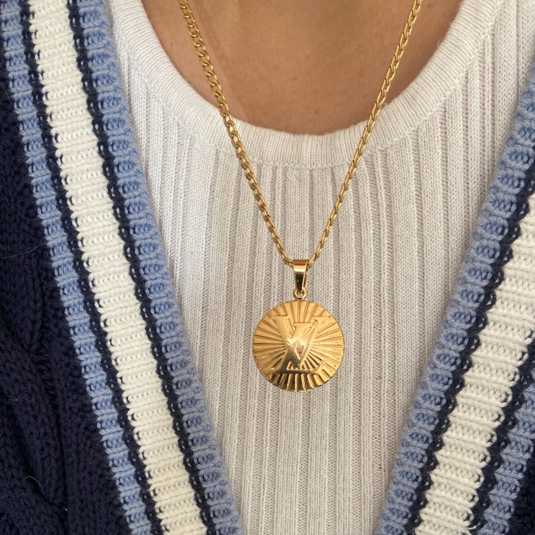 Authentic Louis Vuitton Logo Pendant- Reworked Necklace