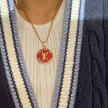 Load image into Gallery viewer, Authentic Louis Vuitton Red Round Pendant- Reworked Necklace