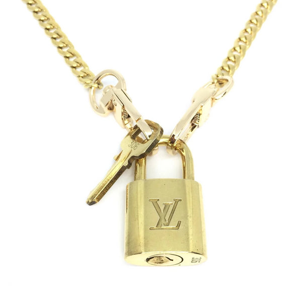 Louis Vuitton Authentic Padlock Cuban Link Necklace Lock & Key free LV  box