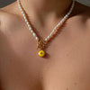 Authentic Louis Vuitton Pendant Yellow Pastilles- Pearls Necklace