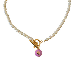 Authentic Louis Vuitton Purple Pendant Pastilles- Pearls Necklace