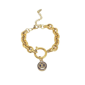 Authentic Louis Vuitton Logo Pendant - Repurposed Bracelet - Boutique SecondLife