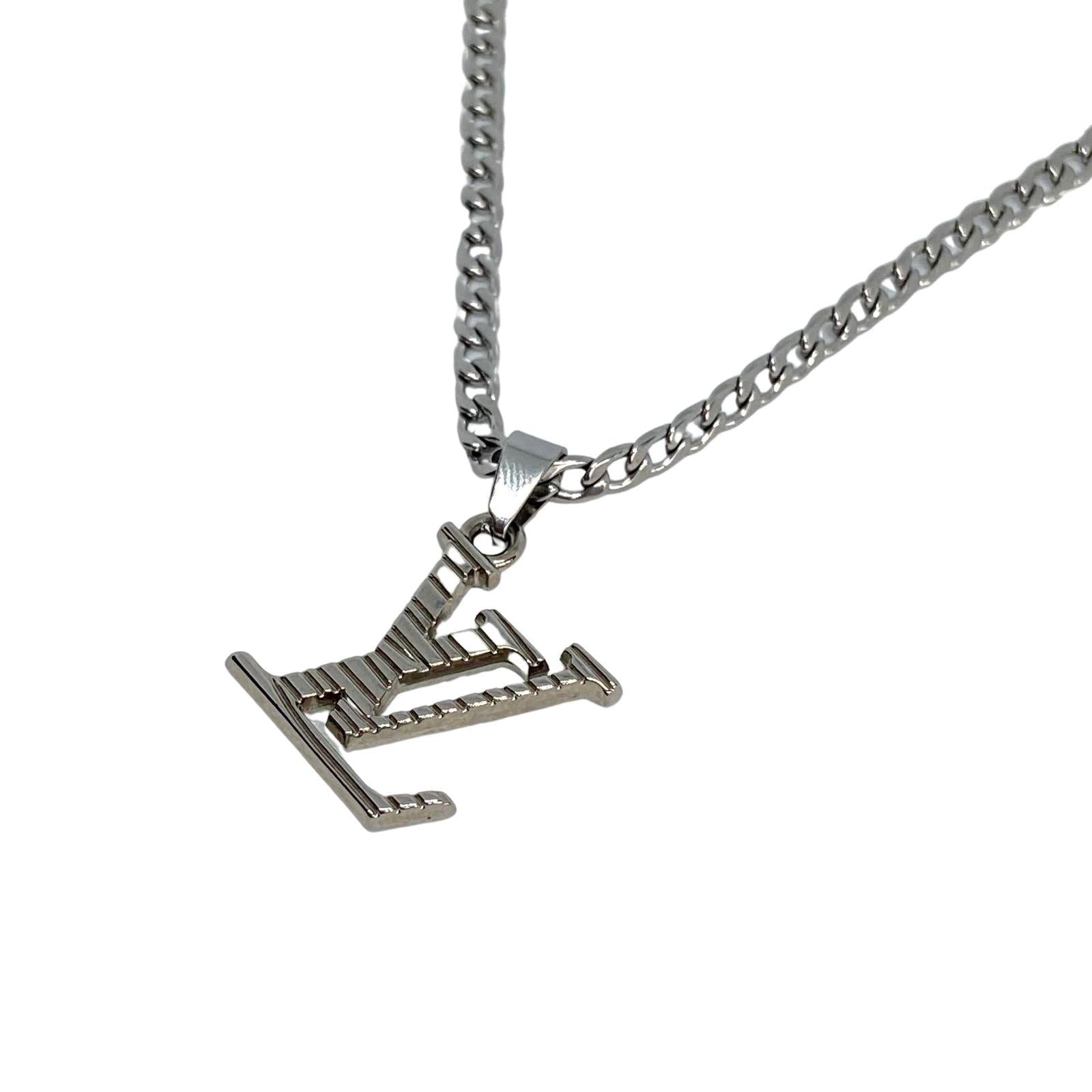 Authentic Louis Vuitton Logo Silver Charm- Reworked Necklace - Boutique SecondLife