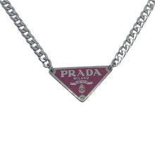 Load image into Gallery viewer, Repurposed Authentic Silver Prada Vermillon plaque tag - Necklace - Boutique SecondLife