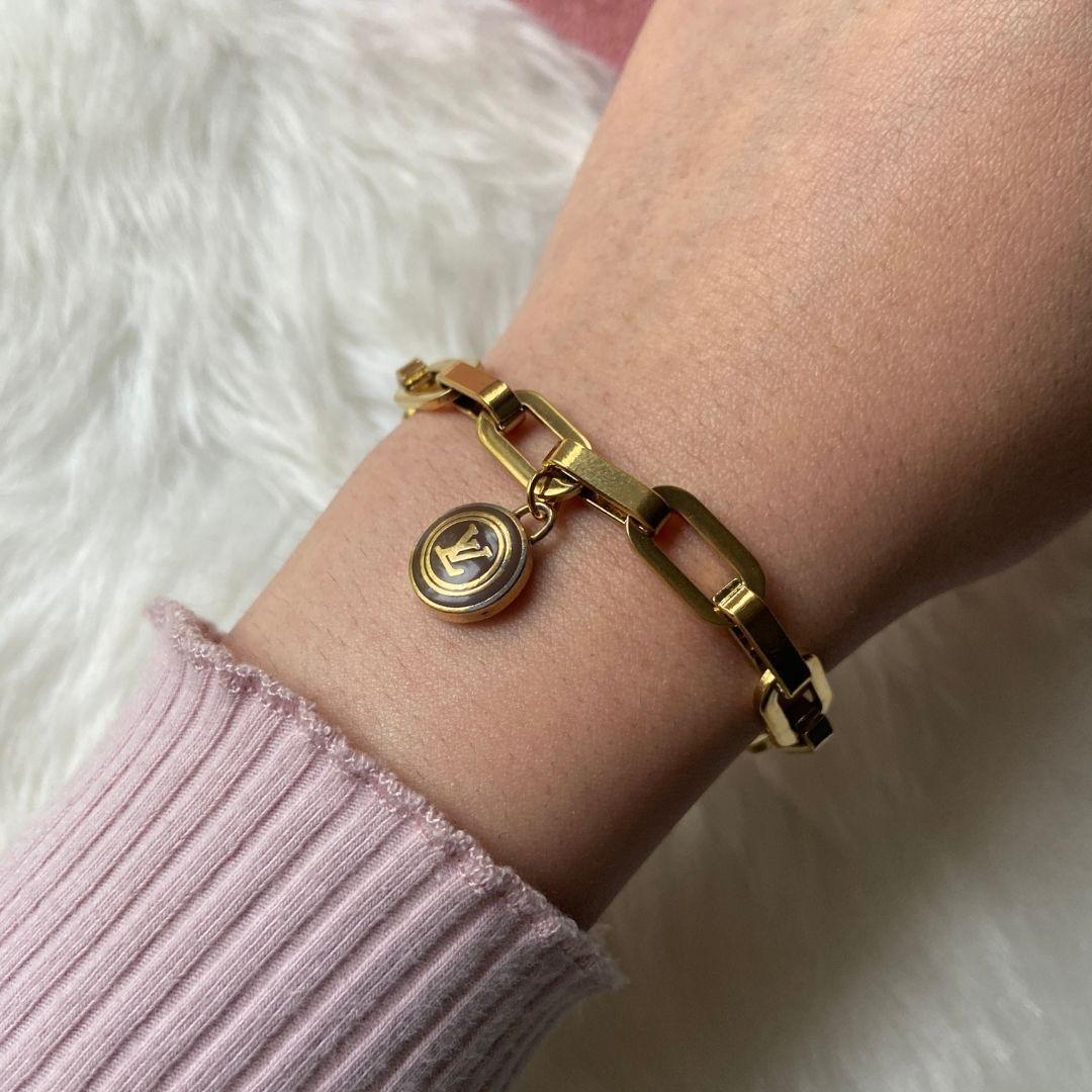 Authentic Louis Vuitton Logo Pendant - Repurposed Bracelet - Boutique SecondLife