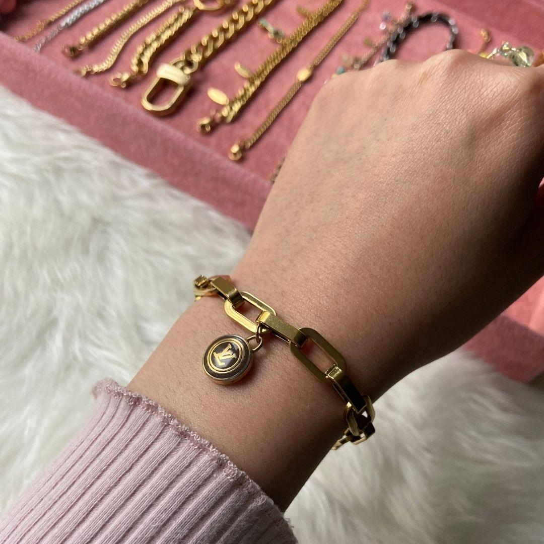 Authentic Louis Vuitton Logo Pendant - Repurposed Bracelet - Boutique SecondLife