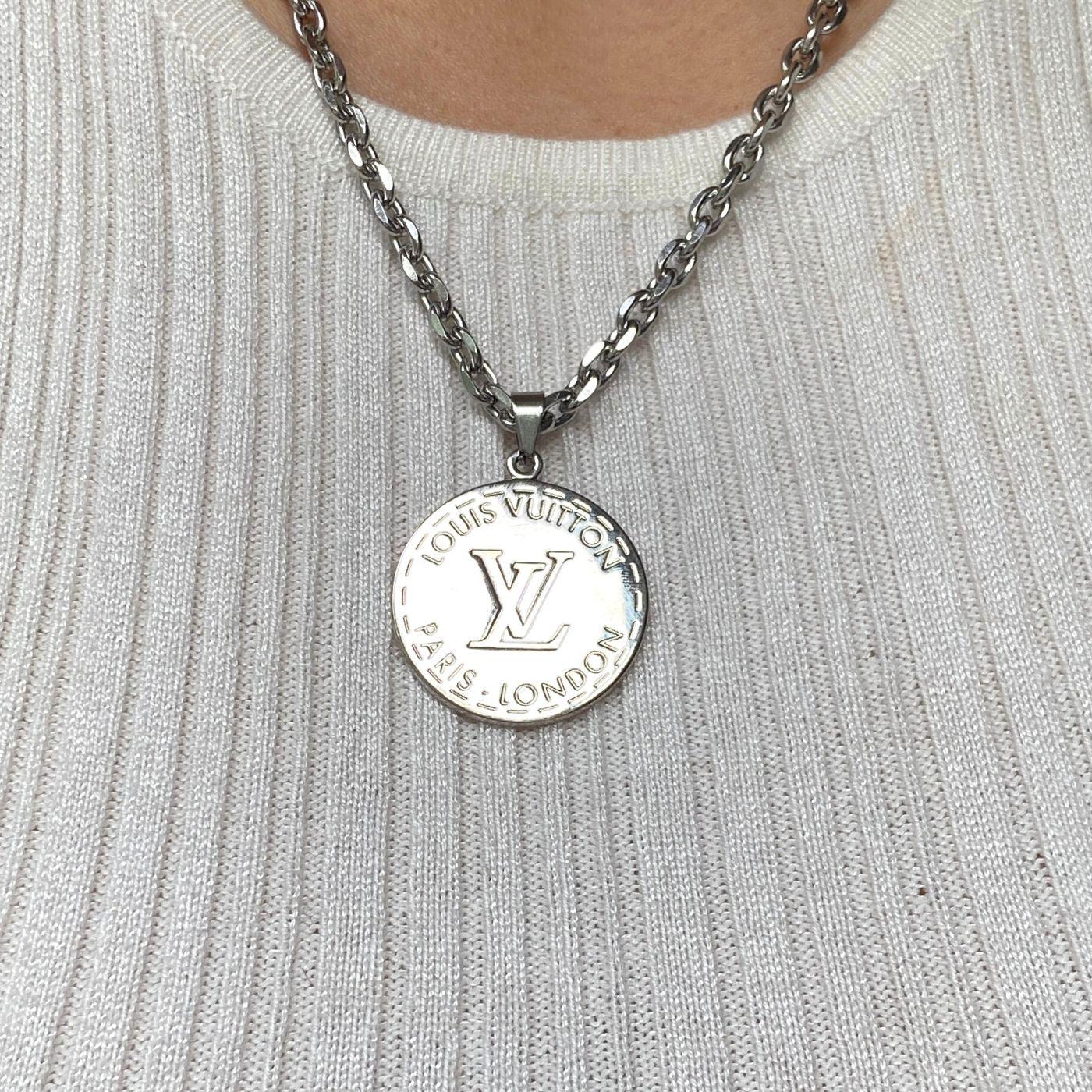 Authentic Louis Vuitton Coin Pendant | Reworked Silver 16 Necklace